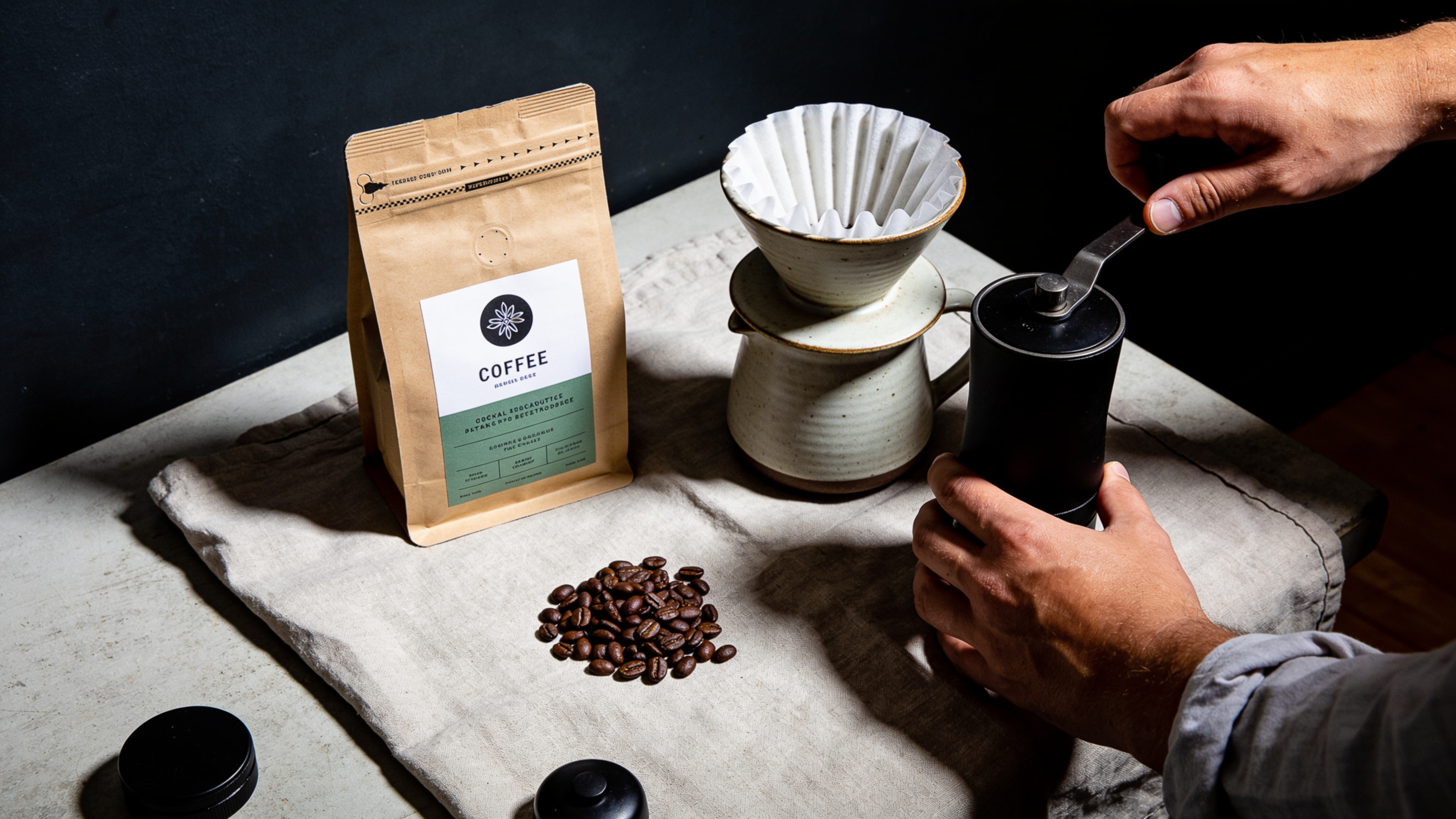 QA Coffee Roasters bag with whole beans