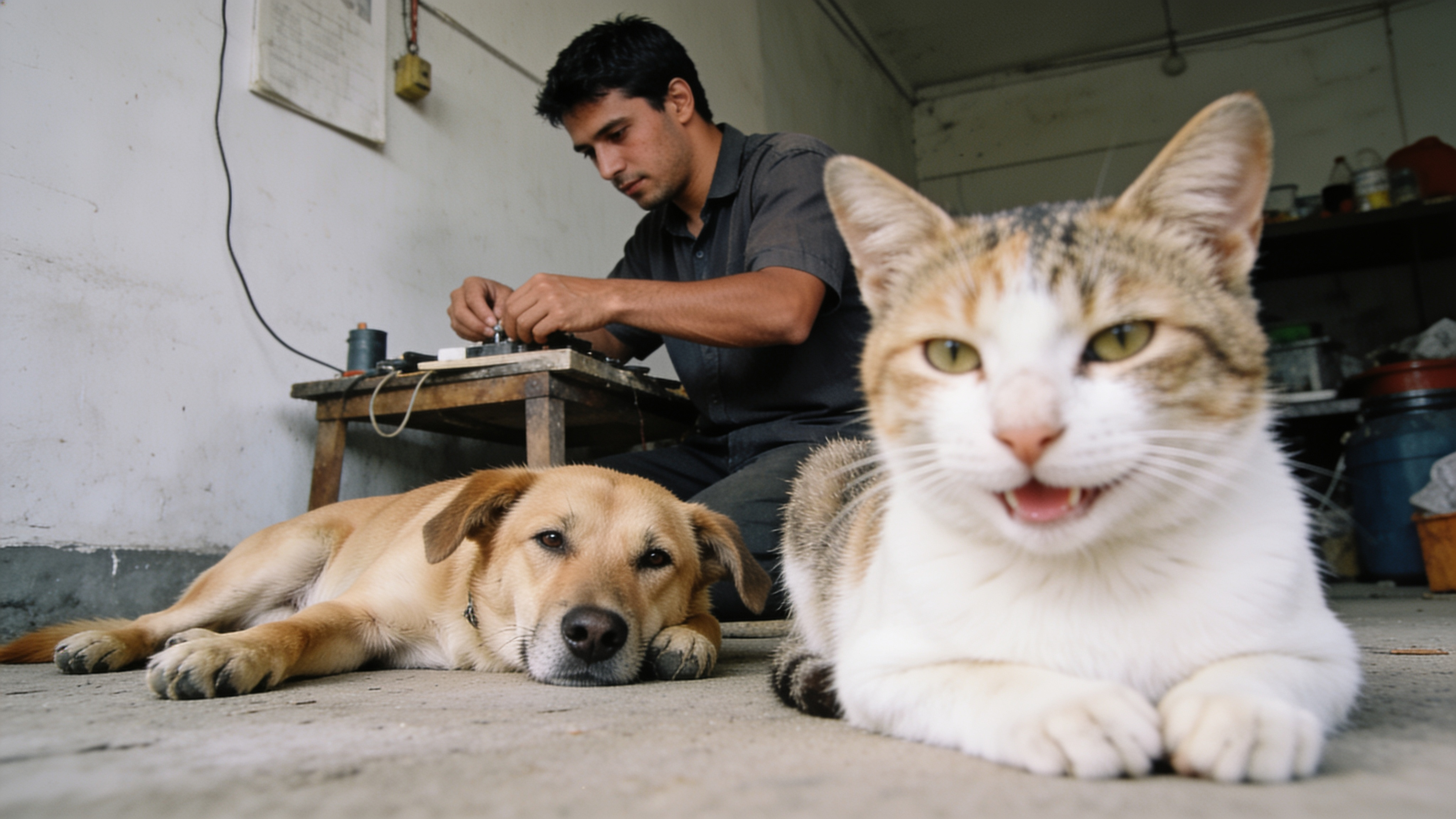 A calm dog being gently examined by a veterinarian at Maple Paws Vet