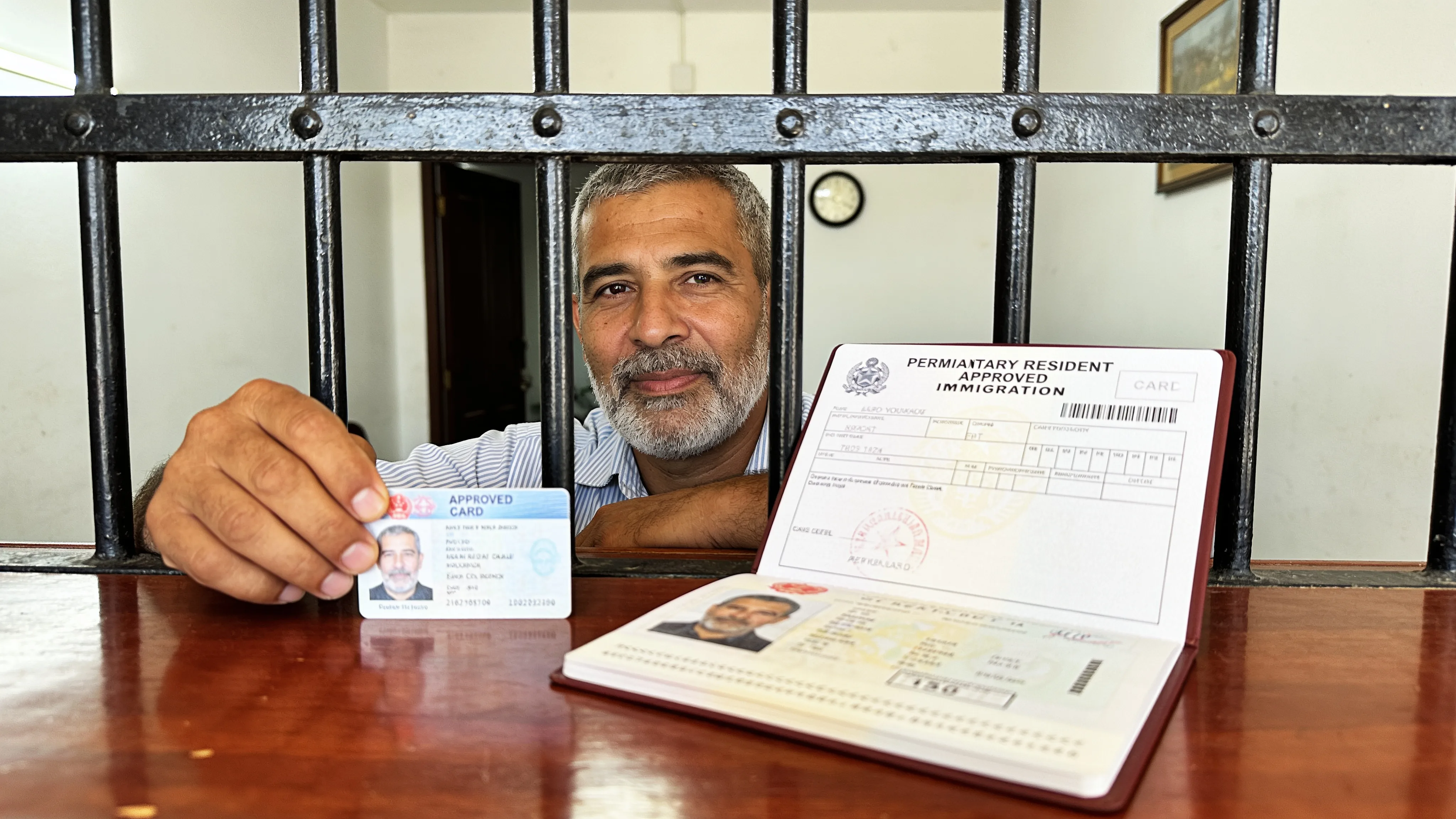 Person reviewing immigration paperwork with calm confidence